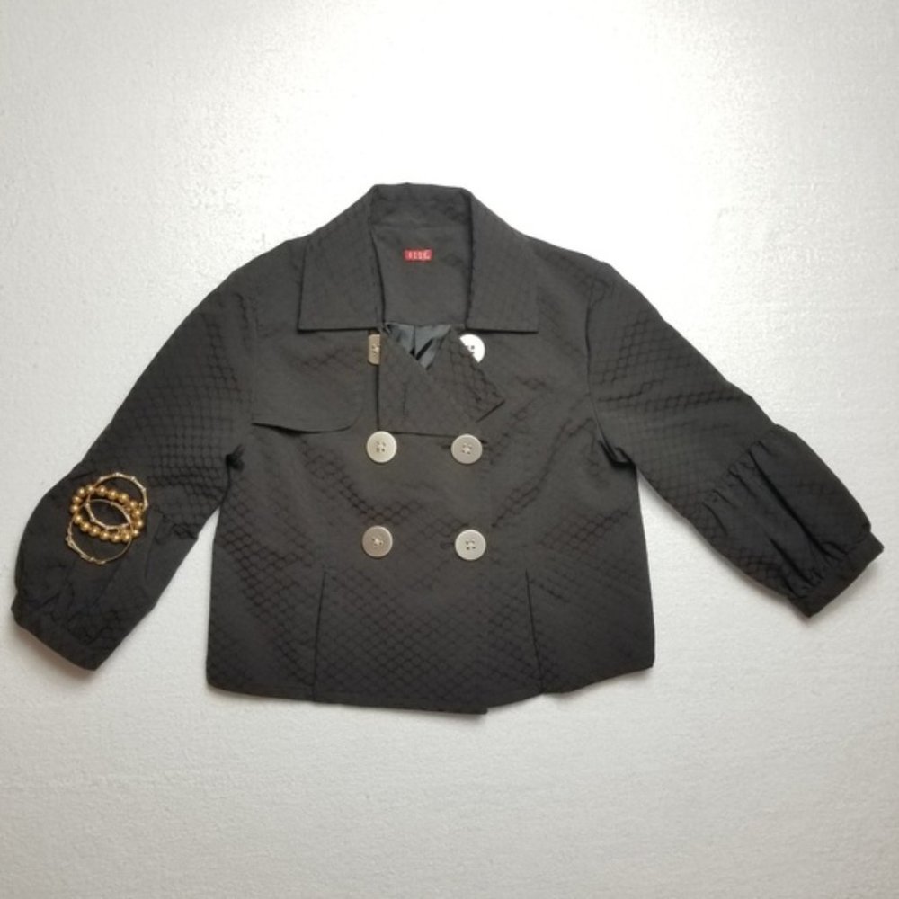 Elle Short Double-breasted Lined Cotton Jacket EUC